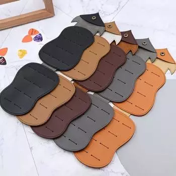 Yousheng Guitar Picks Holder Сумка для хранения медиаторов из искусственной кожи с рисунком в виде совы на 18 слотов Кейс для медиаторов для гитаристов коричневый