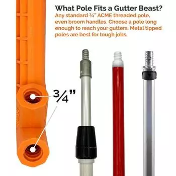 Yousheng Gutter Cleaning Tool Gutter Maintenance Scoop Clean Gutters Screens from Ground or Rooftop 2-Angle Threaded Gutter Cleaner for Removing оранжевый