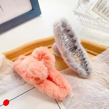 Yousheng Hair Claw Plush Wrap Design Заколка для волос Большая задняя головка зажим для волос Универсальный аксессуар для волос на каждый день розовый