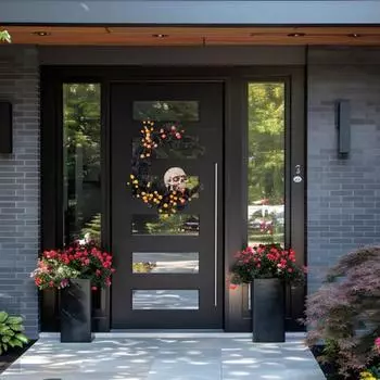 Yousheng Хэллоуин Искусственный череп Венок ручной работы Череп Роза Луна Венок Скелет Виноградная лоза Гирлянда Подвесное украшение для входной двери