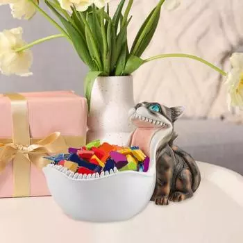 Yousheng Хэллоуин конфетница смоляная жуткая большая пасть кота статуя конфетница готический кот ключница для стола прихожая стол синий