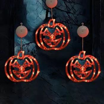 Yousheng Хэллоуин оконные огни украшения на батарейках тыква летучая мышь ведьма череп свет с присоской светодиодная подсветка для вечеринки в помещении декор