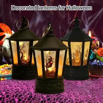 Yousheng Хэллоуин Ручная лампа Тыква Ведьма Скелет Светодиодный фонарь Электронная свеча Ветряной свет для украшения атмосферы Хэллоуина C