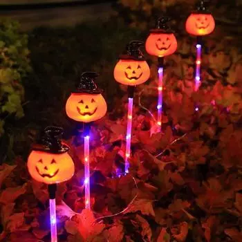 Yousheng Хэллоуин солнечные фонари череп глаз тыква дорожка светодиодный светильник водонепроницаемый солнечный колышек лампа для наружного двора сад дорожка газон украшение A