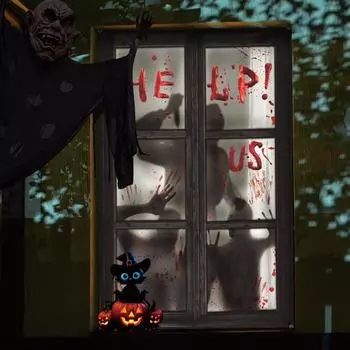 Yousheng Хэллоуин Страшный Оконный Покров Ужас Женский Призрак Оконный Покров Занавес Для Дома И Улицы Вечеринка Дом С Привидениями Окно Дверь Украшения Плакат C