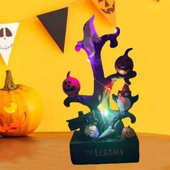 Yousheng Хэллоуин украшение тыква призрачное дерево свет статуя смоляной пень ветка украшение светодиодный стол фигурка для внутренней комнаты стол садовый декор A