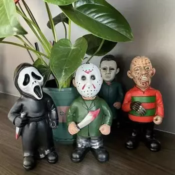 Yousheng Хэллоуин ужас фильм персонаж фигурка Белое лицо человек смерть смола статуя скульптура открытый сад домашний офис настольное украшение орнамент A