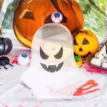 Yousheng Halloween Acrylic Ghost Table Sign Spooky Clear Cartoon Ghost Sign Home Office Desktop Decoration Holiday Party Tiered Tray Ornament 12cm A