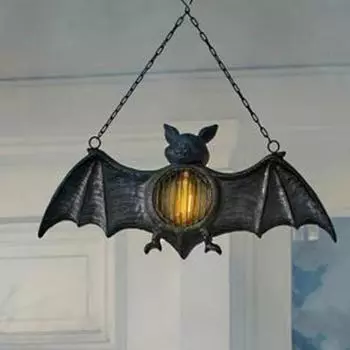 Yousheng Halloween Bat Lights Подвесные жуткие летучие мыши, декоративная фигурка, работающие от батареек летучие мыши, для вечеринки на Хэллоуин в доме с привидениями чёрный
