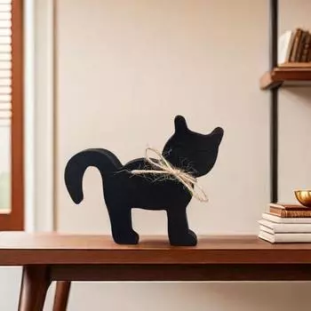 Yousheng Halloween Black Cat Деревянный знак Многоуровневый поднос Настольный блок Знак Фигурка кошки Деревенский фермерский дом Осенний декор для Хэллоуина Домашняя полка Декор для вечеринки Cat