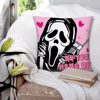 Yousheng Halloween Pillowcase Ghost Face Print Halloween Home Office Party Decor Valentines Day Bedroom Living Room Sofa Pillow Cover 45x45cm