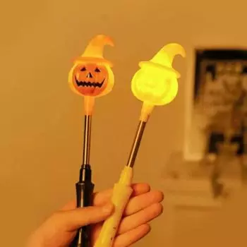 Yousheng Halloween Pumpkin Glow Wand Flashing Toy Pumpkin Stick Ghost Flashing Wand Shake Toy Christmas Birthday Festive Atmosphere Enhancer B