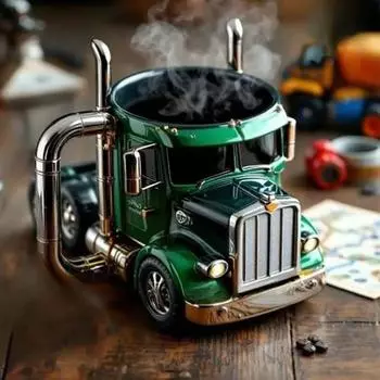 Yousheng Handcrafted Truck Coffee Mug Керамическая чашка Уникальный подарок для любителей грузовиков Кружка в форме полуприцепа Подарок водителю грузовика чёрный