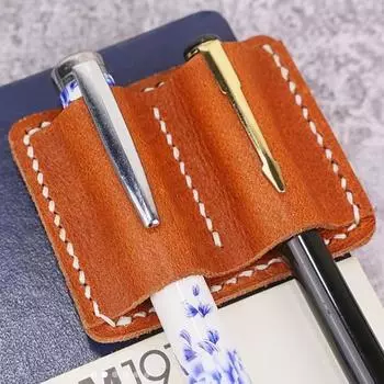 Yousheng Handmade искусственная кожа держатель для ручек двойной держатель для ручек практичный органайзер для ручек сшитый вручную зажим для хранения ручек коричневый