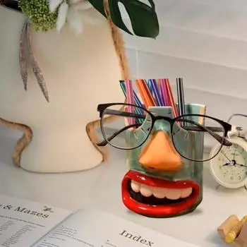 Yousheng Handmade Resin Glasses Frame Holder Pen Pen Holder Прочный настольный органайзер в форме мультфильма Подставка для карандашей Офисные принадлежности 1pc