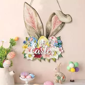 Yousheng Happy Easter дверной знак пасхальное яйцо кролик деревянный подвесной дверной знак украшение пасхальный цветочный весенний настенный вешалка F