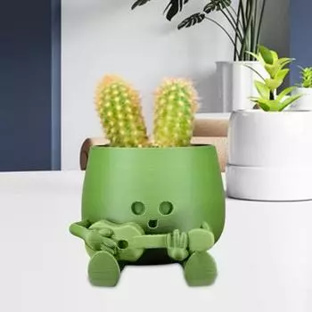 Yousheng Happy Face Succulents Planter 3D Printed Tabletop Flowerpots Home Office Decor Flower Pot for Associative Plants Gift