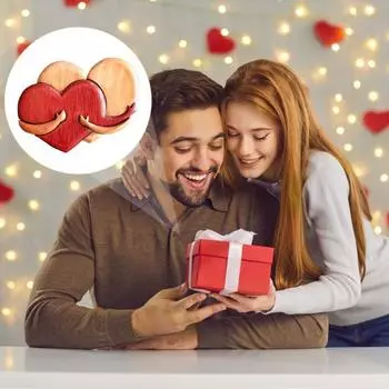 Yousheng Heart Hugging Brooch Pin Couple Embrace Pin Contrast Color Wooden Lace Bag Coat Decoration Pin For Valentines Year Gift Clothes Jewelry M 1