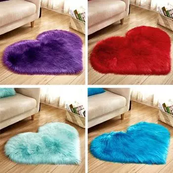 Yousheng Heart Shape мягкий плюшевый пушистый ковер противоскользящий ковер напольный коврик для дома спальня декор красный