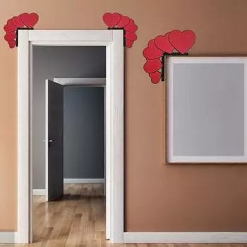 Yousheng Hearts Дверной топпер Деревянная группа сердец Дверной уголок Декор День святого Валентина Дверной уголок Отделка для дверной рамы и фоторамки Left красный