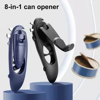 Yousheng Heavy Duty Can Opener Ручной съемник крышек для банок с мягкой ручкой Острое лезвие Гладкий край Многофункциональная открывалка для бутылок чёрный