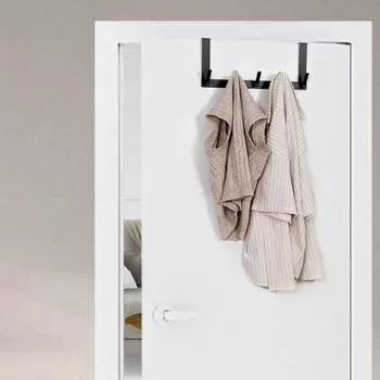 Yousheng Heavy Duty Дверной крючок для вешалки, устойчивый к коррозии, не требующий сверления, вешалка для полотенец, крючок для вешалки для шляп 5 Hooks чёрный