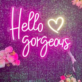 Yousheng Hello великолепная неоновая вывеска светодиодная лампа уникальной формы супер яркая энергосберегающая светодиодная вывеска с питанием от USB настенное художественное украшение розовый