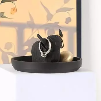 Yousheng Highland Cow держатель кольца мини Highland корова кольцо блюдо пластиковая статуэтка крупного рогатого скота ювелирные изделия подставка для годовщины свадьбы свадебный подарок на помолвку светло-коричневого