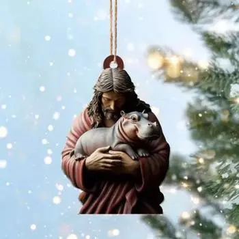 Yousheng Hippo Подвеска 2D Плоский Акриловый Бегемот Подвесное Украшение Мультфильм Бегемот Рождественская Елка Подвеска для Домашнего Декора Праздника G