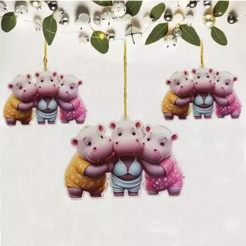 Yousheng Hippo Украшение 2D Акриловый Бегемот Подвеска Мультфильм Бегемот Подвесное Украшение для Сумки Автомобильный Интерьер Зеркало Заднего Вида Декор чёрный