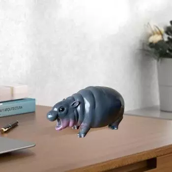 Yousheng Hippo Украшение Бегемот Игрушка Бегемот Статуэтка Бегемот Смола Фигурка Маленькая Настольная Статуэтка Портативная Скульптура Бегемота для Книжной Полки Спальни 1pc