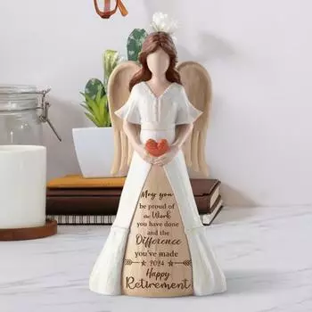 Yousheng Holding Love Heart Angel Figurine Winged Guardian Angle Resin Statue Female Angle Sculpture Home Office Desktop Decoration Ornament белый