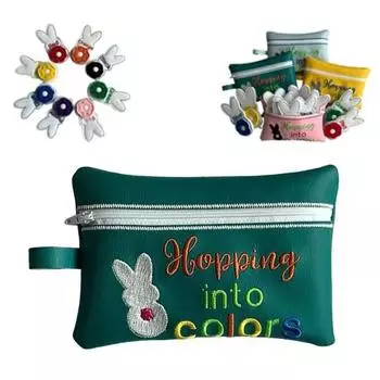 Yousheng Hopping Into Colors Match Easter Basket Filler 8 Movable Tail Bunnies And Zippered Colorful Bag Easter Bin Stuffers for Preschool Education синий