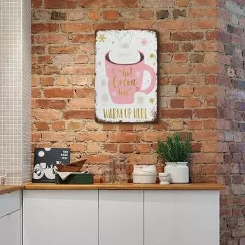 Yousheng Hot Chocolate Wine Bar Настольная вывеска Розовая Золотая Снежинка Зимний Душ День Рождения Винтажная Оловянная Металлическая Вывеска Декоративная Открытка A