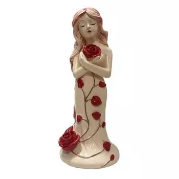 Yousheng Hugging Rose Goddess Statue Resin Red Rose Girl Figurine Sculpture Home Office Desktop Bookshelf Decoration Ornament красный