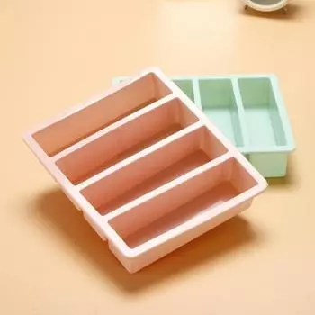 Yousheng Ice Cube Tray Многоцелевой нелипкий гибкий 4 сетки Длинный FDA силиконовый лоток для льда для пудинга для кухни чёрный