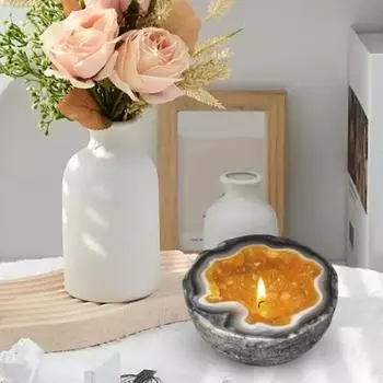 Yousheng Имитация хрустальной чаши для свечей из смолы для домашнего рабочего стола, украшение для стола, центральный элемент для ароматерапии, держатель для спальни, гостиной темно-фиолетового