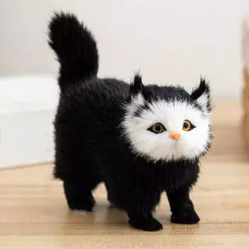 Yousheng имитация плюшевого кота украшение пушистый котенок игрушка искусственный мех кошка кукла настольное украшение для дома комната офис декор детский подарок серый