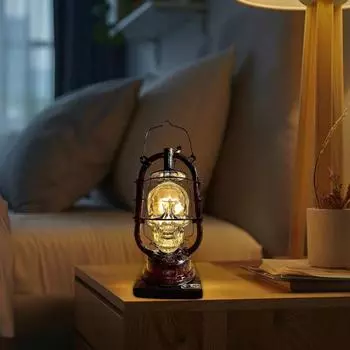 Yousheng Industrial Skull Lamp Подвесной фонарь Мягкий свет Череп Настольный светильник Ретро Мини Прозрачное стекло Настольный светильник Украшение