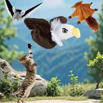 Yousheng интерактивная игрушка для кошек с хлопающими крыльями, перезаряжаемая электрическая плюшевая игрушка для кошек в виде орла/белки/летучей мыши со звуком для домашних кошек, от скуки C