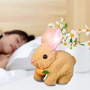 Yousheng интерактивная плюшевая игрушка кролик для детей электрическая прыгающая дергающаяся ушная кукла кролик ручной работы реалистичная игрушка кролик со звуком и светом белый
