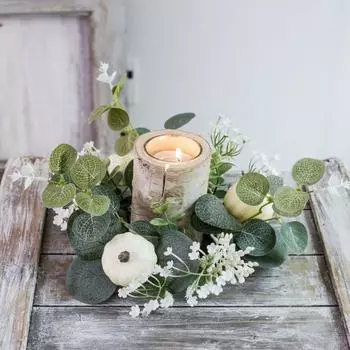 Yousheng искусственная тыква свеча кольцо венок цветочный настольный центральный элемент искусственный цветок столб свеча кольцо для домашнего свадебного стола декор зелёный