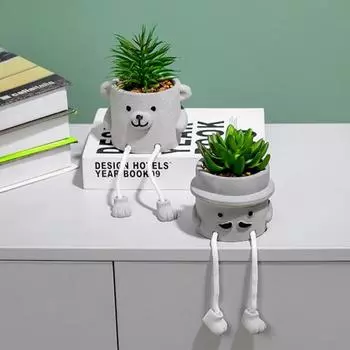 Yousheng Искусственный бонсай Поддельное растение Эвкалипт Горшечное растение Мультяшный внешний вид Длинные ноги Имитация суккулентного растения Крытый Открытый Украшение дома E