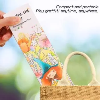 Yousheng Kids Акварельная раскраска с пигментной кисточкой 20 страниц Портативная карманная тетрадь для рисования акварелью для малышей, мальчиков и девочек, подарок синий