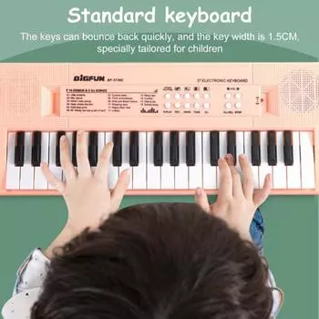 Yousheng Kids электронная пианино клавиатура игрушка с микрофоном 37 клавиш многофункциональный музыкальный инструмент игрушка для малышей мальчиков девочек USB батарея мини игрушка чёрный