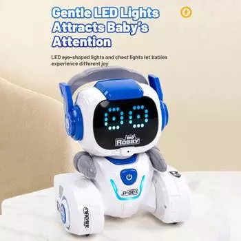 Yousheng Kids игрушка-робот с дистанционным управлением и светодиодными глазами, программирование, сенсорный интерактивный, танцующий, поющий, электрический 2,4 ГГц RC робот-игрушка для малышей синий
