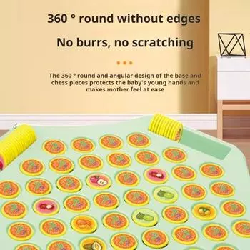 Yousheng Kids Memory Flip Chess Game от 2 до 4 игроков, шахматы с животными и фруктами, настольная игра, тренировка внимания, развивающая память для малышей, игрушка зелёный