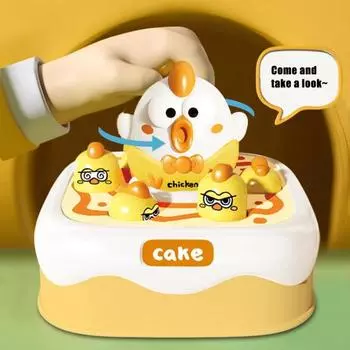 Yousheng Kids Удар по цыпленку Игрушка с молотком Присоска Координация рук и глаз Обучающий мультфильм Курица Торт Настольная игра Малыши Мальчики Девочки Подарок жёлтый