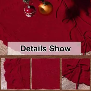 Yousheng Knitted Tree Skirt Reusable Christmas Tree Skirt with Ties Thick Knit Tree Apron for Pencil Trees Rustic Xmas Decor Holiday Party Decorations 36inch красный