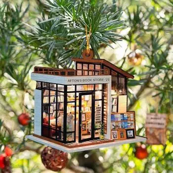 Yousheng книжная полка рождественские украшения 2D плоские акриловые книжный магазин украшение рождественская елка подвесное украшение для любителей книг подарки A
